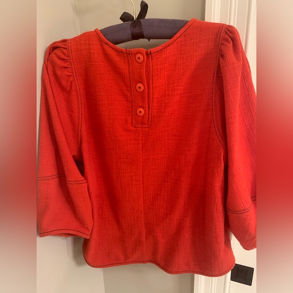 Anthropologie Current Air Delilah Puff Sleeve V-Neck, Red, Size Medium - Picture 6 of 6